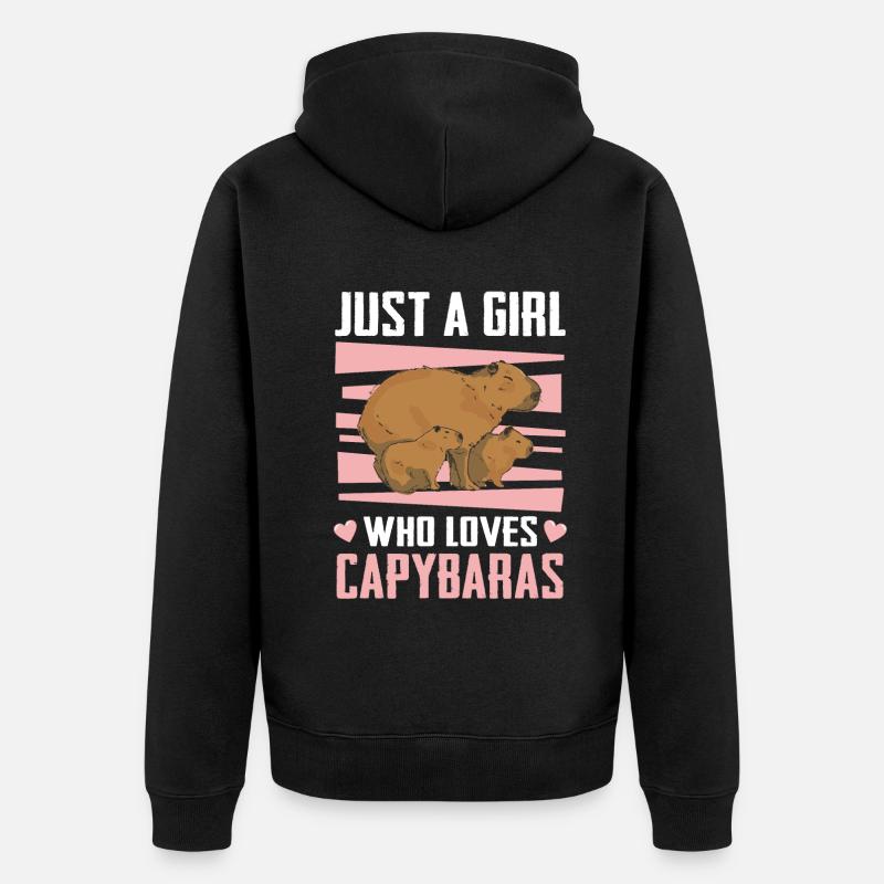 Capybara Rongeur Animal - Veste à capuche bio Premium Unisexe - noir