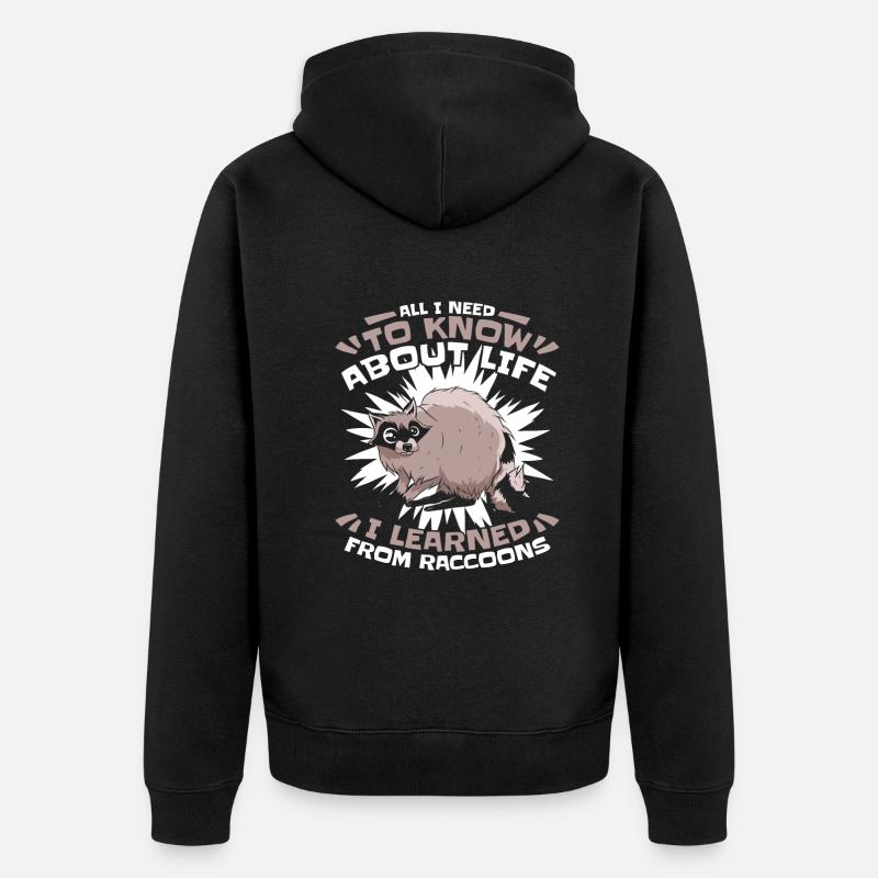 Waschbär - Unisex Premium Bio Zip Hoodie - Schwarz