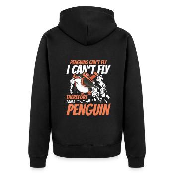 Pinguin Pinguine Tier - Unisex Premium Bio Zip Hoodie - Schwarz - Hinten - Nico (187cm)