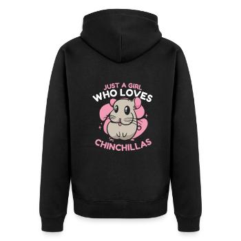 Chinchilla Chinchillas Maus - Unisex Premium Bio Zip Hoodie - Schwarz - Hinten - Nico (187cm)