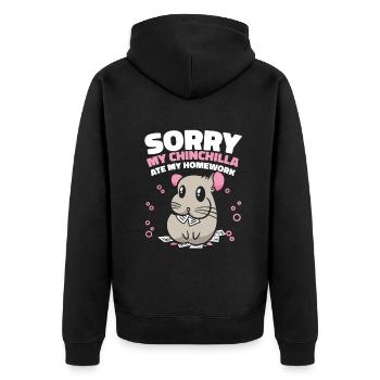 Chinchilla Chinchillas Maus - Unisex Premium Bio Zip Hoodie - Schwarz - Hinten - Nico (187cm)