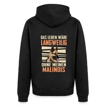 Malinois Belgischer Schäferhund Hund - Unisex Premium Bio Zip Hoodie - Schwarz - Hinten - Nico (187cm)