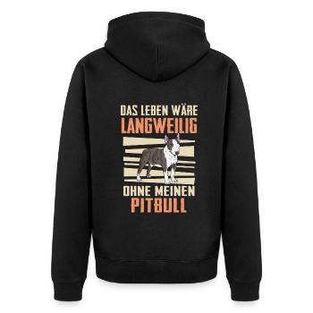 Pitbull APBT American Pitbull Terrier - Unisex Premium Bio Zip Hoodie - Schwarz - Hinten - Nico (187cm)