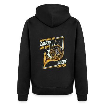 French Horn Instrument - Unisex Premium Bio Zip Hoodie - Schwarz - Hinten - Nico (187cm)