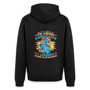 Platypus animal - Unisex Premium Organic Zip Hoodie - black - Back - Nico (187cm)