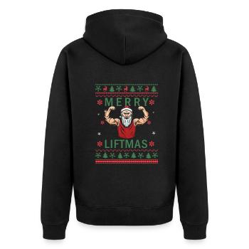 Merry Liftmas - Christmas Bodybuilder Gym Workout - Unisex Premium Bio Zip Hoodie - Schwarz - Hinten - Nico (187cm)