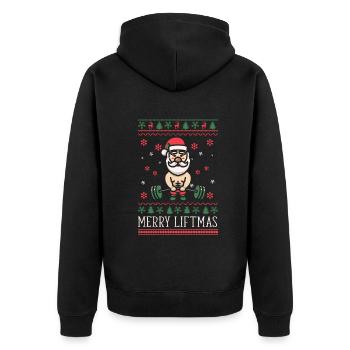 Merry Liftmas - Christmas Bodybuilder Gym Workout - Unisex Premium Organic Zip Hoodie - black - Back - Nico (187cm)