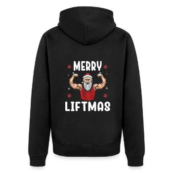 Merry Liftmas - Christmas Bodybuilder Gym Workout - Unisex Premium Bio Zip Hoodie - Schwarz - Hinten - Nico (187cm)