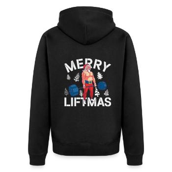 Merry Liftmas - Christmas Bodybuilder Gym Workout - Unisex Premium Bio Zip Hoodie - Schwarz - Hinten - Nico (187cm)