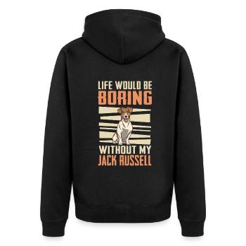 Jack Russell Terrier Dog Dog Owner - Unisex Premium Organic Zip Hoodie - black - Back - Nico (187cm)