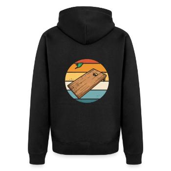 Cornhole Bean Bag Cornhole Spieler - Unisex Premium Bio Zip Hoodie - Schwarz - Hinten - Nico (187cm)