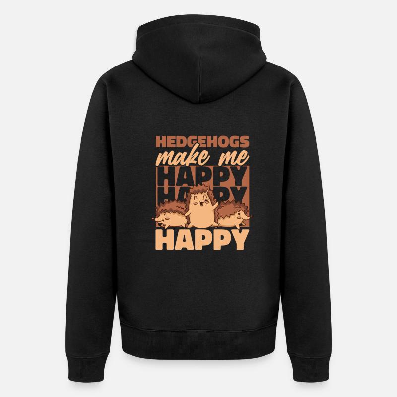Igel Stachelig Tier Igel - Unisex Premium Bio Zip Hoodie - Schwarz