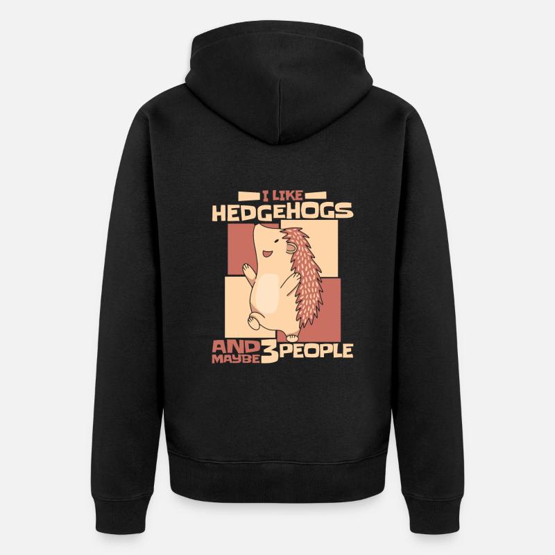 Hérisson Épineux Animal Hérisson - Veste à capuche bio Premium Unisexe - noir