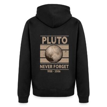 Never Forget Pluto Design Retro Style Funny Space - Unisex Premium Bio Zip Hoodie - Schwarz - Hinten - Nico (187cm)