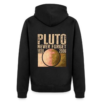 Never Forget Pluto Design Retro Style Funny Space - Unisex Premium Bio Zip Hoodie - Schwarz - Hinten - Nico (187cm)