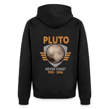 Never Forget Pluto Design Retro Style Funny Space - Unisex Premium Bio Zip Hoodie - Schwarz - Hinten - Nico (187cm)
