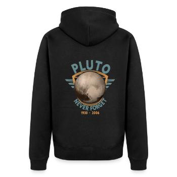 Never Forget Pluto Design Retro Style Funny Space - Unisex Premium Bio Zip Hoodie - Schwarz - Hinten - Nico (187cm)