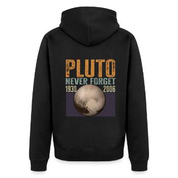 Never Forget Pluto Design Retro Style Funny Space - Unisex Premium Bio Zip Hoodie - Schwarz - Hinten - Nico (187cm)