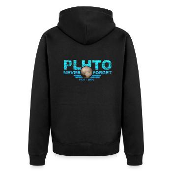 Never Forget Pluto Design Retro Style Funny Space - Unisex Premium Organic Zip Hoodie - black - Back - Nico (187cm)