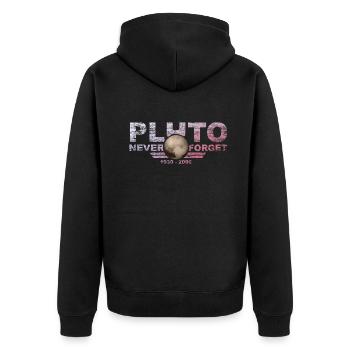 Never Forget Pluto Design Retro Style Funny Space - Unisex Premium Bio Zip Hoodie - Schwarz - Hinten - Nico (187cm)