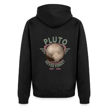 Never Forget Pluto Design Retro Style Funny Space - Unisex Premium Organic Zip Hoodie - black - Back - Nico (187cm)