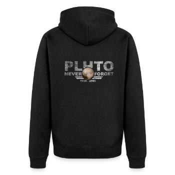 Never Forget Pluto Design Retro Style Funny Space - Unisex Premium Bio Zip Hoodie - Schwarz - Hinten - Nico (187cm)