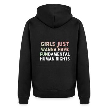 Girls Just Wanna Have Fundamental Human Rights - Unisex Premium Organic Zip Hoodie - black - Back - Nico (187cm)