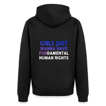 Girls Just Wanna Have Fundamental Human Rights - Unisex Premium Organic Zip Hoodie - black - Back - Nico (187cm)