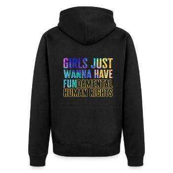 Girls Just Wanna Have Fundamental Human Rights - Unisex Premium Organic Zip Hoodie - black - Back - Nico (187cm)