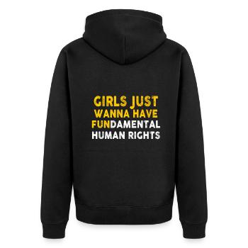 Girls Just Wanna Have Fundamental Human Rights - Unisex Premium Organic Zip Hoodie - black - Back - Nico (187cm)