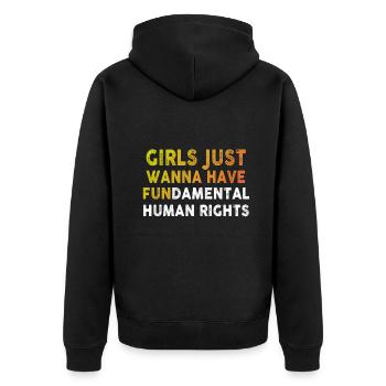 Girls Just Wanna Have Fundamental Human Rights - Unisex Premium Organic Zip Hoodie - black - Back - Nico (187cm)