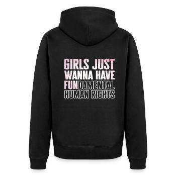 Girls Just Wanna Have Fundamental Human Rights - Unisex Premium Organic Zip Hoodie - black - Back - Nico (187cm)