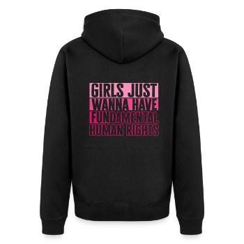 Girls Just Wanna Have Fundamental Human Rights - Unisex Premium Organic Zip Hoodie - black - Back - Nico (187cm)
