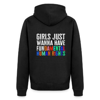 Girls Just Wanna Have Fundamental Human Rights - Unisex Premium Organic Zip Hoodie - black - Back - Nico (187cm)