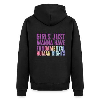 Girls Just Wanna Have Fundamental Human Rights - Unisex Premium Organic Zip Hoodie - black - Back - Nico (187cm)