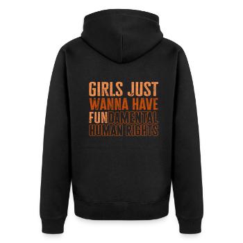 Girls Just Wanna Have Fundamental Human Rights - Unisex Premium Organic Zip Hoodie - black - Back - Nico (187cm)