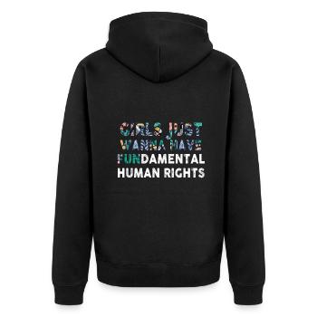Girls Just Wanna Have Fundamental Human Rights - Unisex Premium Organic Zip Hoodie - black - Back - Nico (187cm)