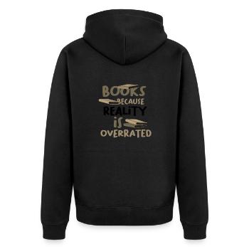 Lire des livres cadeaux parce que la réalité surestime le livre - Veste à capuche bio Premium Unisexe - noir - Dos - Nico (187cm)