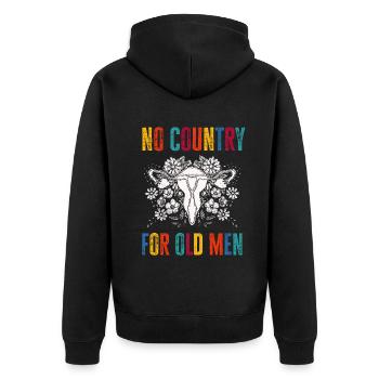 Pas de pays pour les vieillards utérus floral féministe - Veste à capuche bio Premium Unisexe - noir - Dos - Nico (187cm)