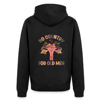 No Country For Old Men Floral Uterus Feminist - Unisex Premium Bio Zip Hoodie - Schwarz - Hinten - Nico (187cm)