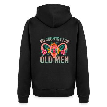 No Country For Old Men Floral Uterus Feminist - Unisex Premium Bio Zip Hoodie - Schwarz - Hinten - Nico (187cm)