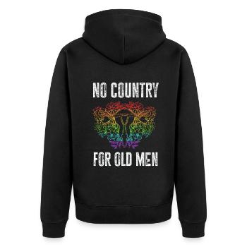 No Country For Old Men Floral Uterus Feminist - Unisex Premium Bio Zip Hoodie - Schwarz - Hinten - Nico (187cm)