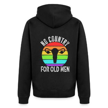 No Country For Old Men Floral Uterus Feminist - Unisex Premium Bio Zip Hoodie - Schwarz - Hinten - Nico (187cm)
