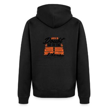 Book Lover Gift In Doubt Go To Library Librarian - Unisex Premium Organic Zip Hoodie - black - Back - Nico (187cm)