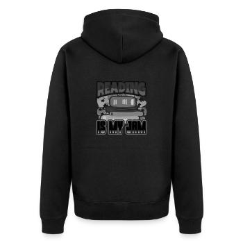 Reading is My Jam Fun Book Lover Gift for - Unisex Premium Organic Zip Hoodie - black - Back - Nico (187cm)
