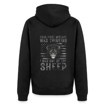 Your first Mistake was thinking I was one of the - Unisex Premium Bio Zip Hoodie - Schwarz - Hinten - Nico (187cm)