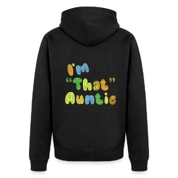 I am That Auntie - Unisex Premium Bio Zip Hoodie - Schwarz - Hinten - Nico (187cm)