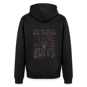 Your first Mistake was thinking I was one of the - Unisex Premium Bio Zip Hoodie - Schwarz - Hinten - Nico (187cm)