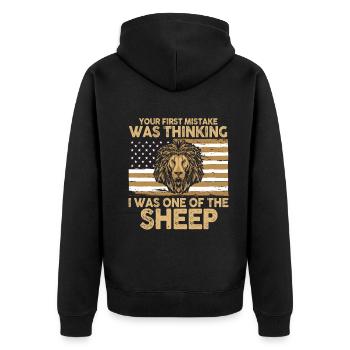 Your first Mistake was thinking I was one of the - Unisex Premium Bio Zip Hoodie - Schwarz - Hinten - Nico (187cm)