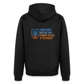 Your first Mistake was thinking I was one of the - Unisex Premium Bio Zip Hoodie - Schwarz - Hinten - Nico (187cm)